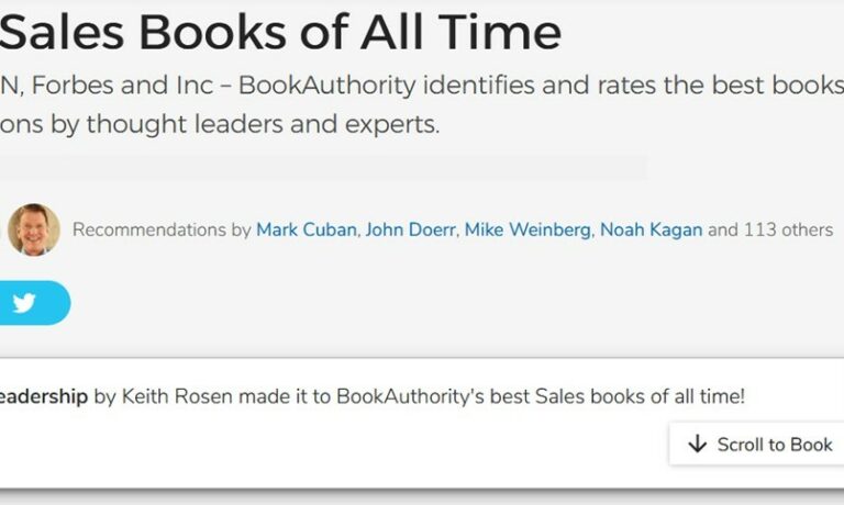 Announcement! SALES LEADERSHIP named one of the 100 Best Sales Books of All Time!