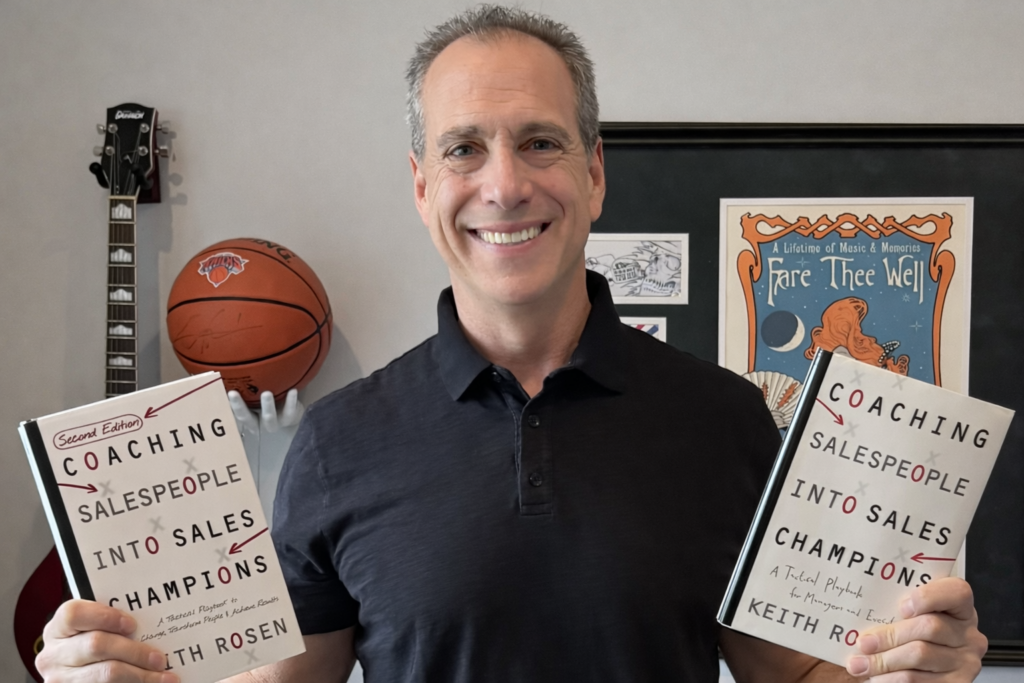 sales coaching for managers and salespeople. New book cover by Keith Rosen.